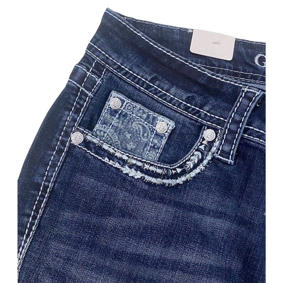 Grace in LA Women's Western Cow Steer Head Feather Bootcut Stretch Jeans - Picture 5 of 5